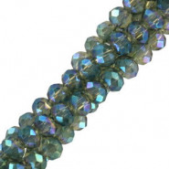 Top Glas Facett Glasschliffperlen 3x2mm rondellen - Danube blue-pearl shine coating